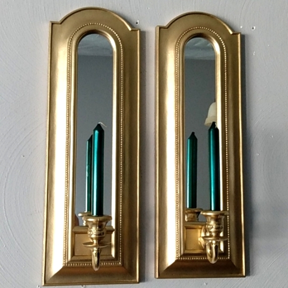 Home Interiors Other - Home Interiors Goldtone candleholders w/ inset mirror